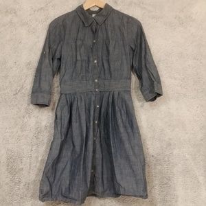 Chambray 3/4 Sleeve Shirt Dress